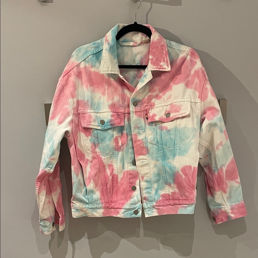 Levi's Pink and Blue Tie-Dye Jean Jacket